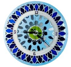Handcrafted Blue Lippan Art Wall Clock